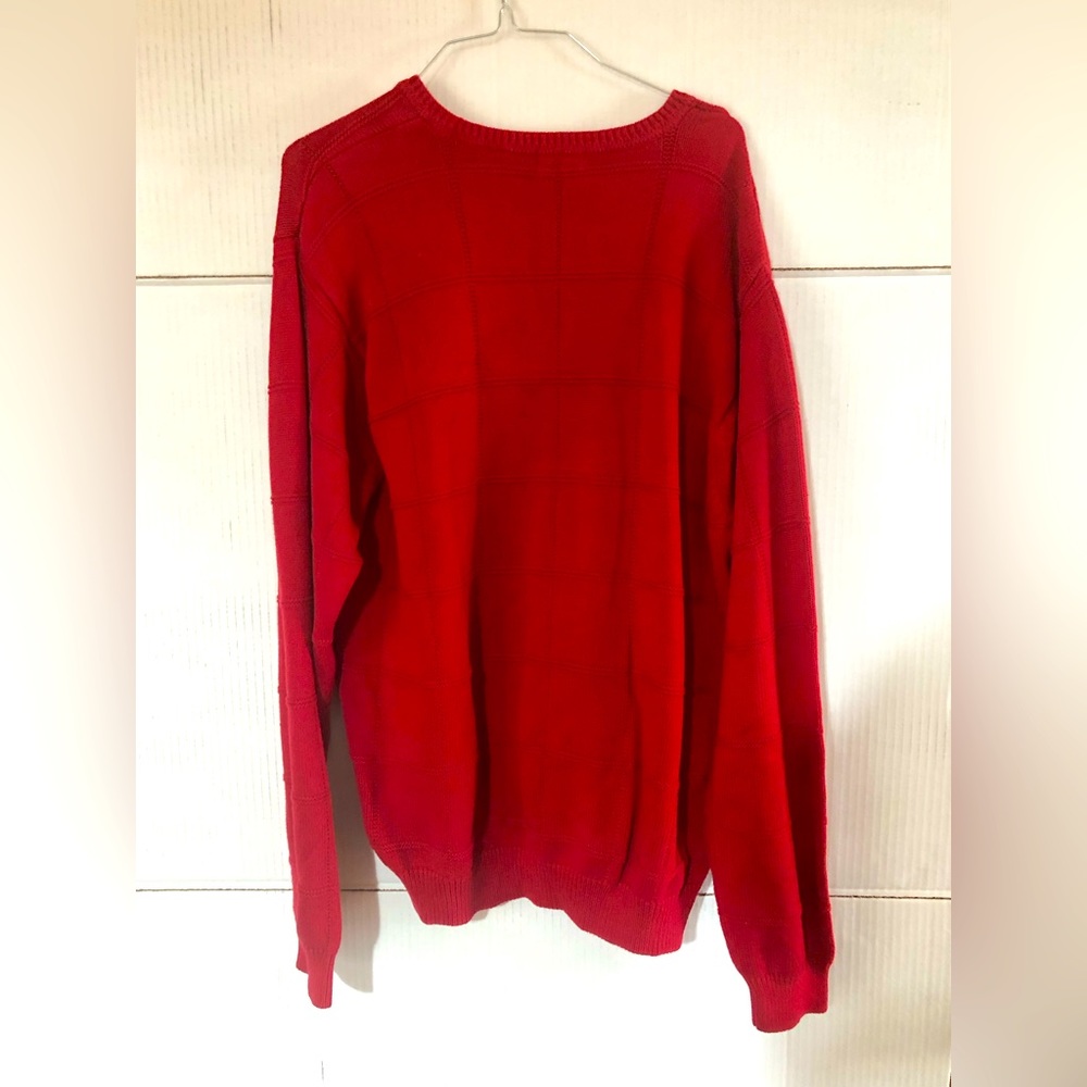 IZOD MEN’s size large red sweater 100% cotton 29”L 26” sleeve 23” p2p